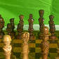 Incredible Vintage Chess Set - All Hand Carved Chess Set With Inlaid Chess Board