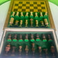 Incredible Vintage Chess Set - All Hand Carved Chess Set With Inlaid Chess Board