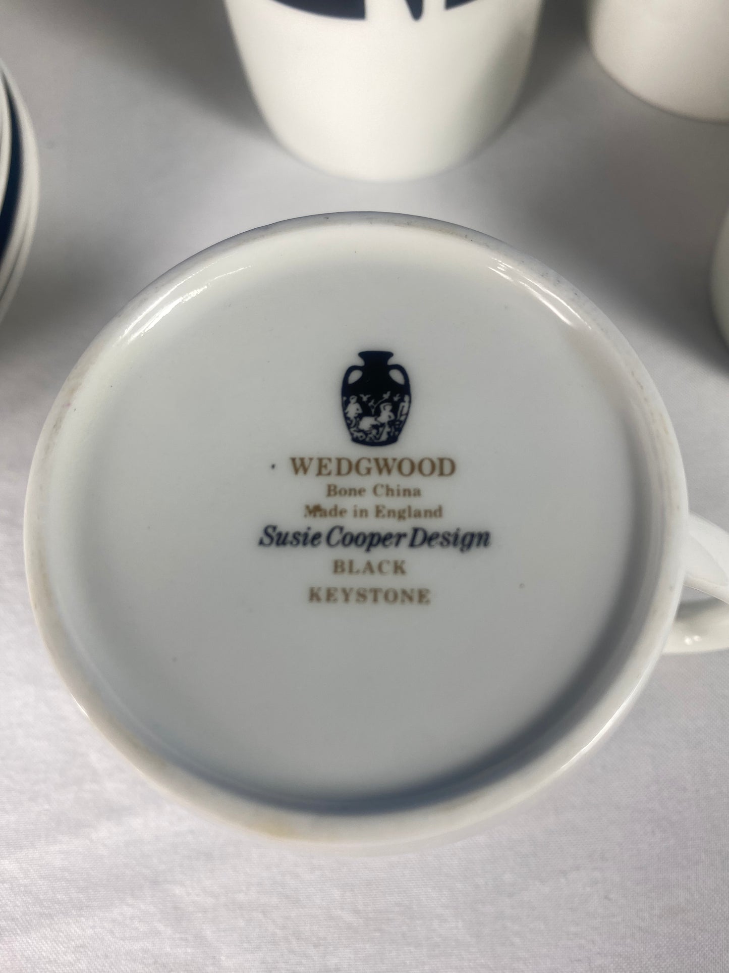 Coffe & Dessert Set Susie Cooper Design "Black Keystone" By Wedgewood Bone China Made In England