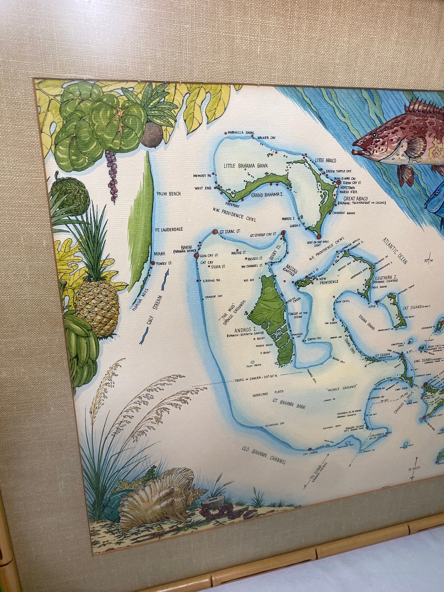 Large Bahamas Island Framed Map Print