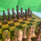 Incredible Vintage Chess Set - All Hand Carved Chess Set With Inlaid Chess Board