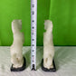 Pair Vintage Hand Carved Alabaster Stone Horse Bookends on Marble Bases