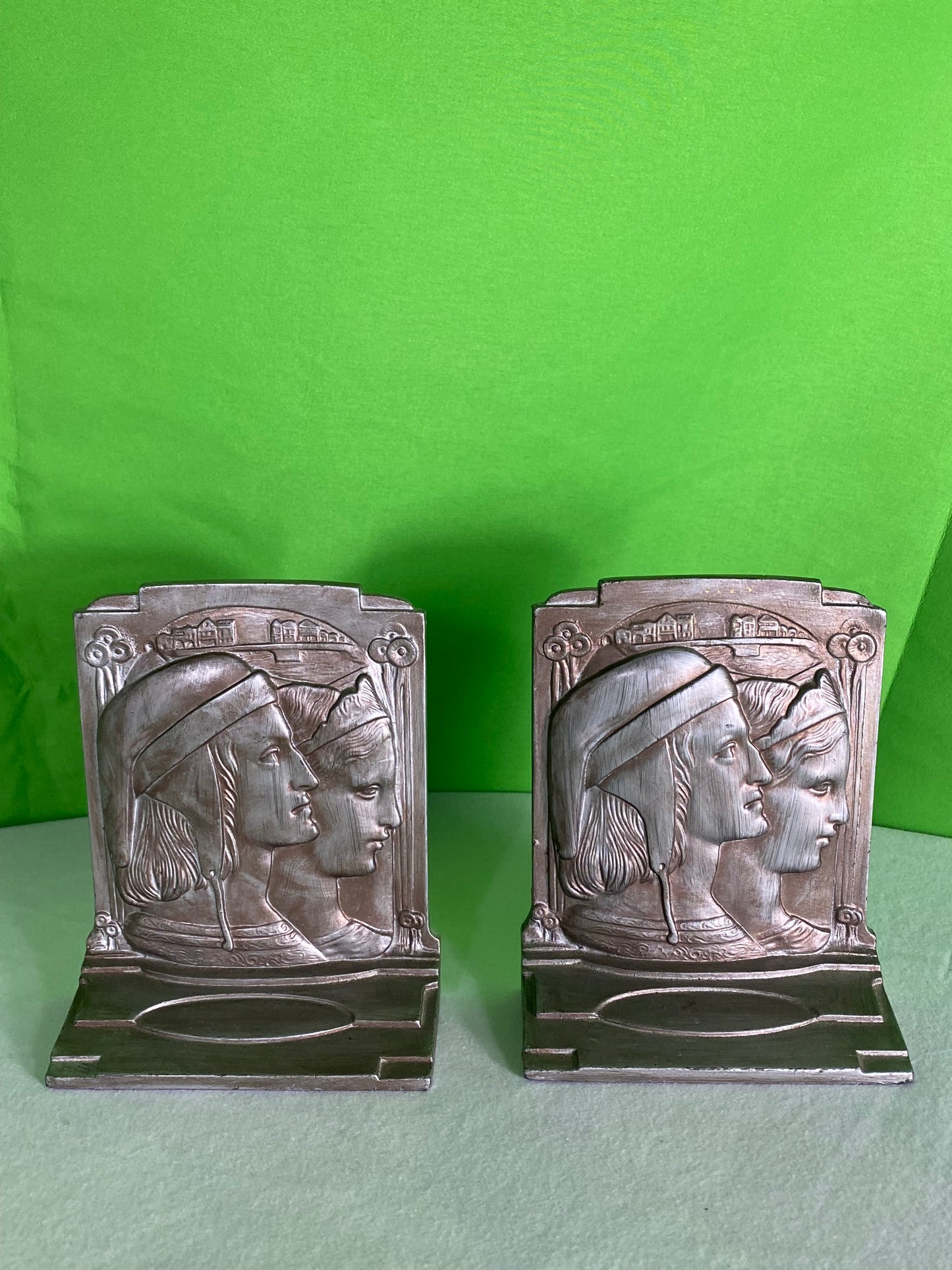 Bronze Bookends by Dantes & Beatrice Pompeian