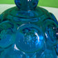 LE Smith Glass Moon And Stars Blue Round Ruffled Compote