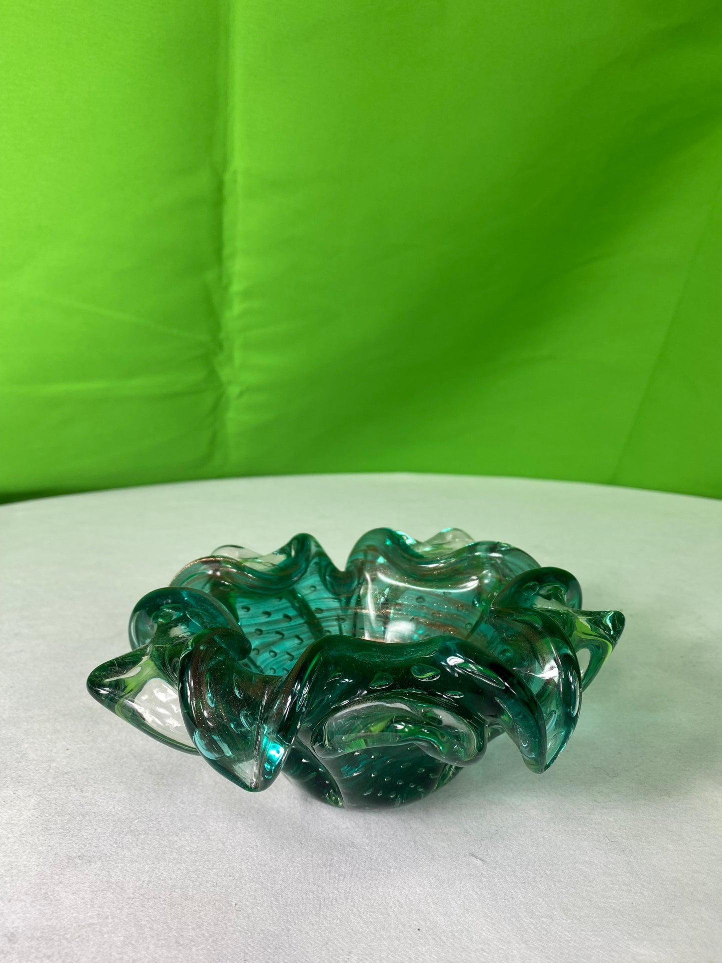 Vintage Green Glass Ashtray