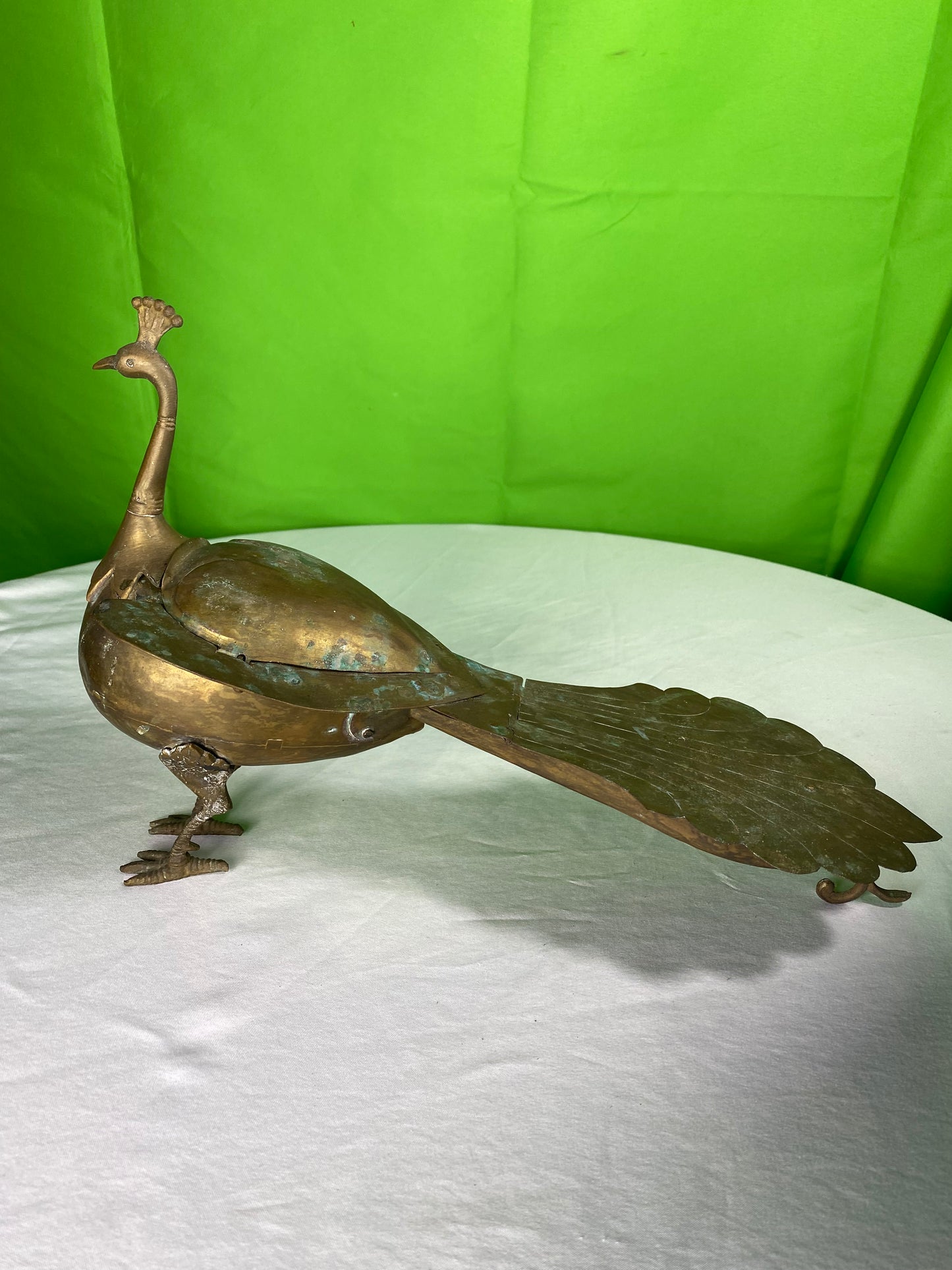 Vintage Brass Peacock Figure Box