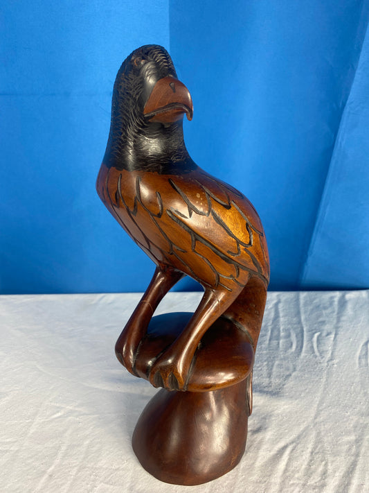 Large Hand Carved Wood Eagle Sculpture