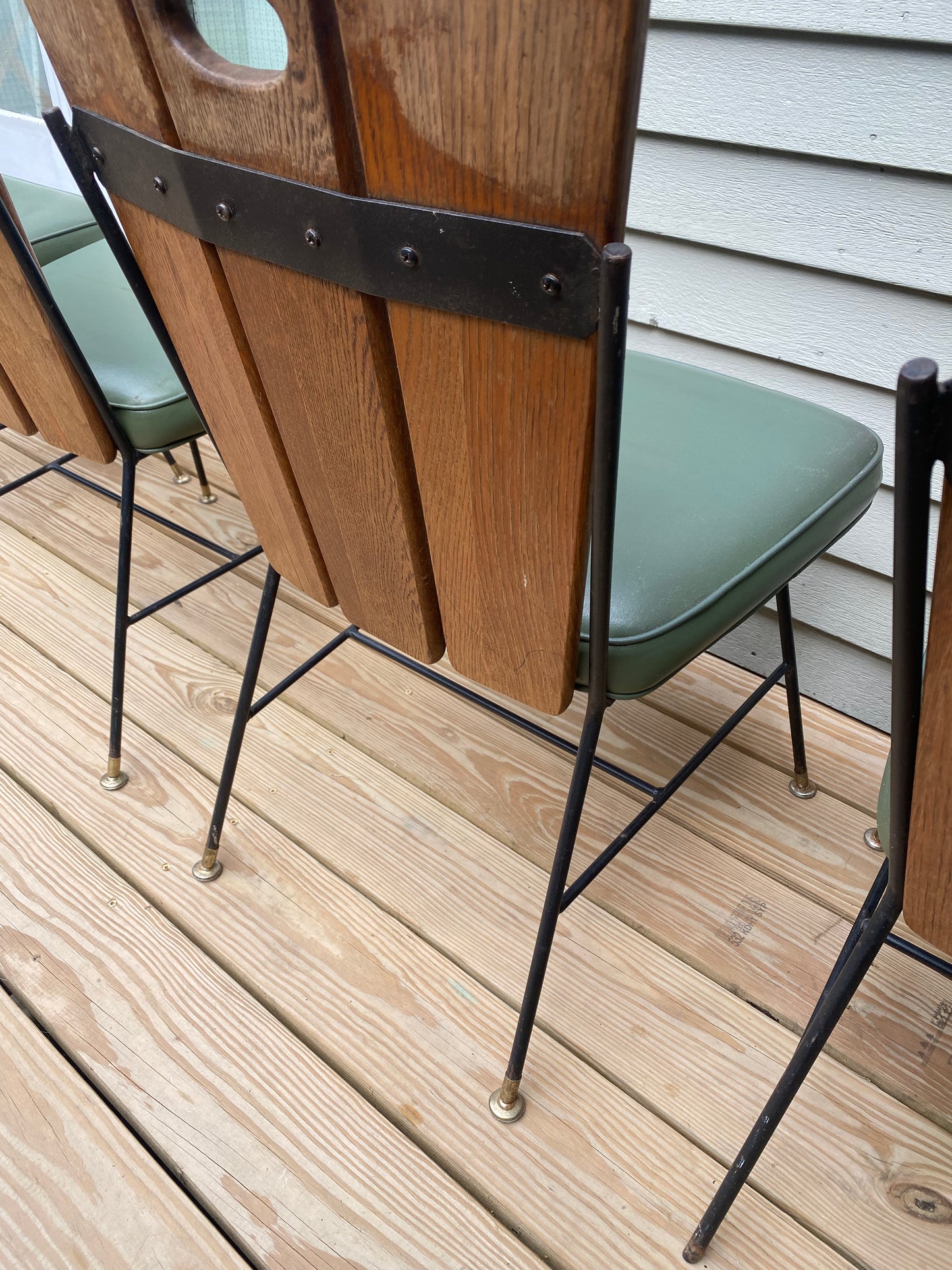 Set of 4 Vintage Paul McCobb Style Wood Slat Dining Chairs