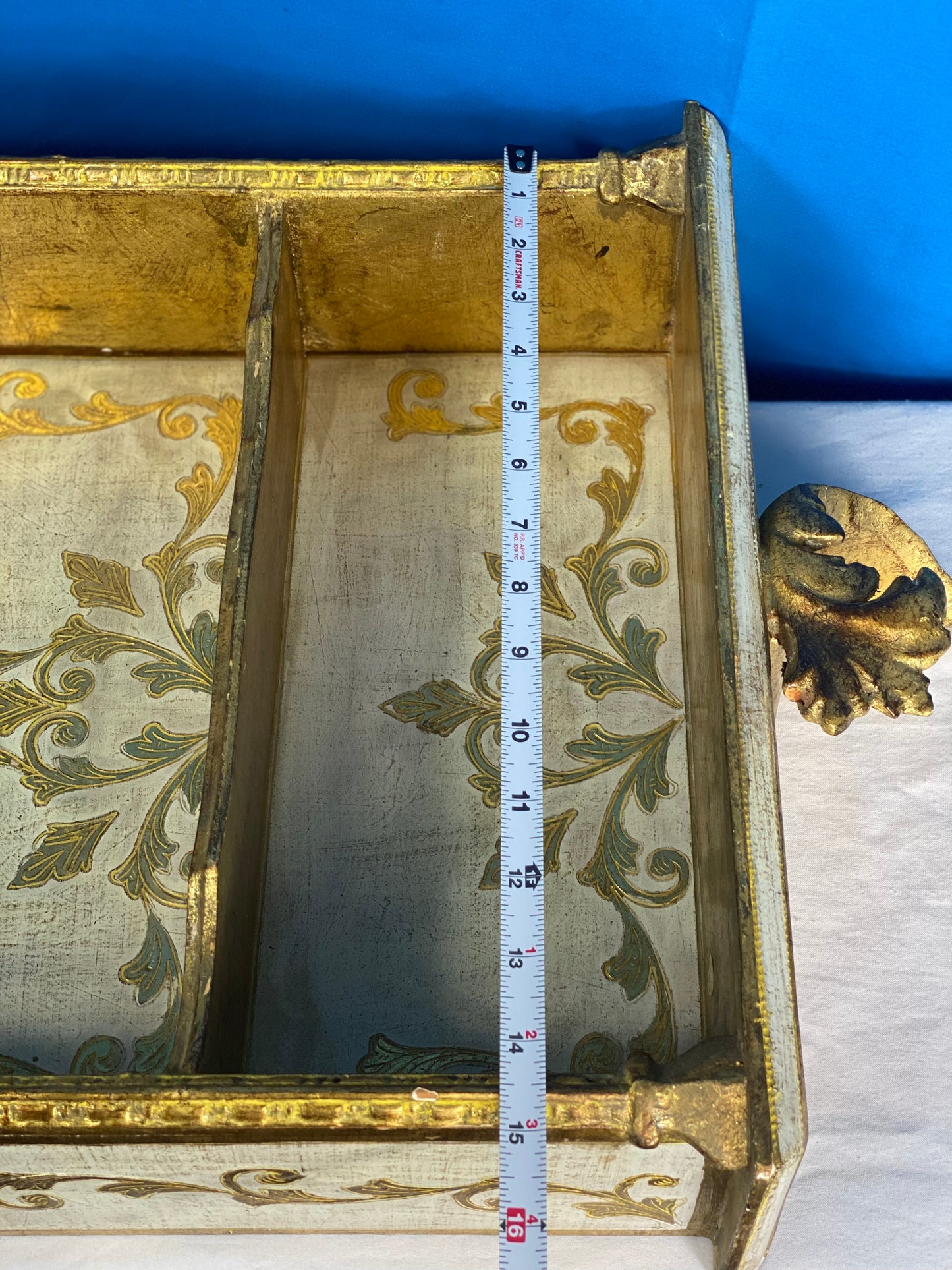 Vintage Gold Gilded Florentine Wood Wall Shelf / Curio Cabinet from Italy