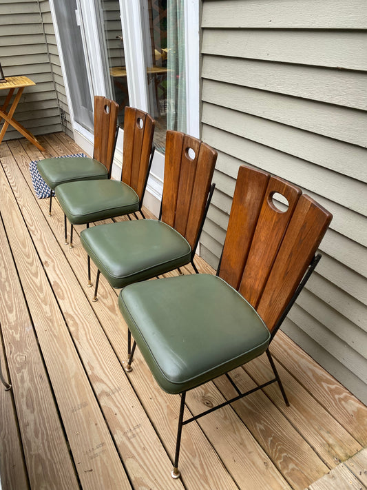 Set of 4 Vintage Paul McCobb Style Wood Slat Dining Chairs