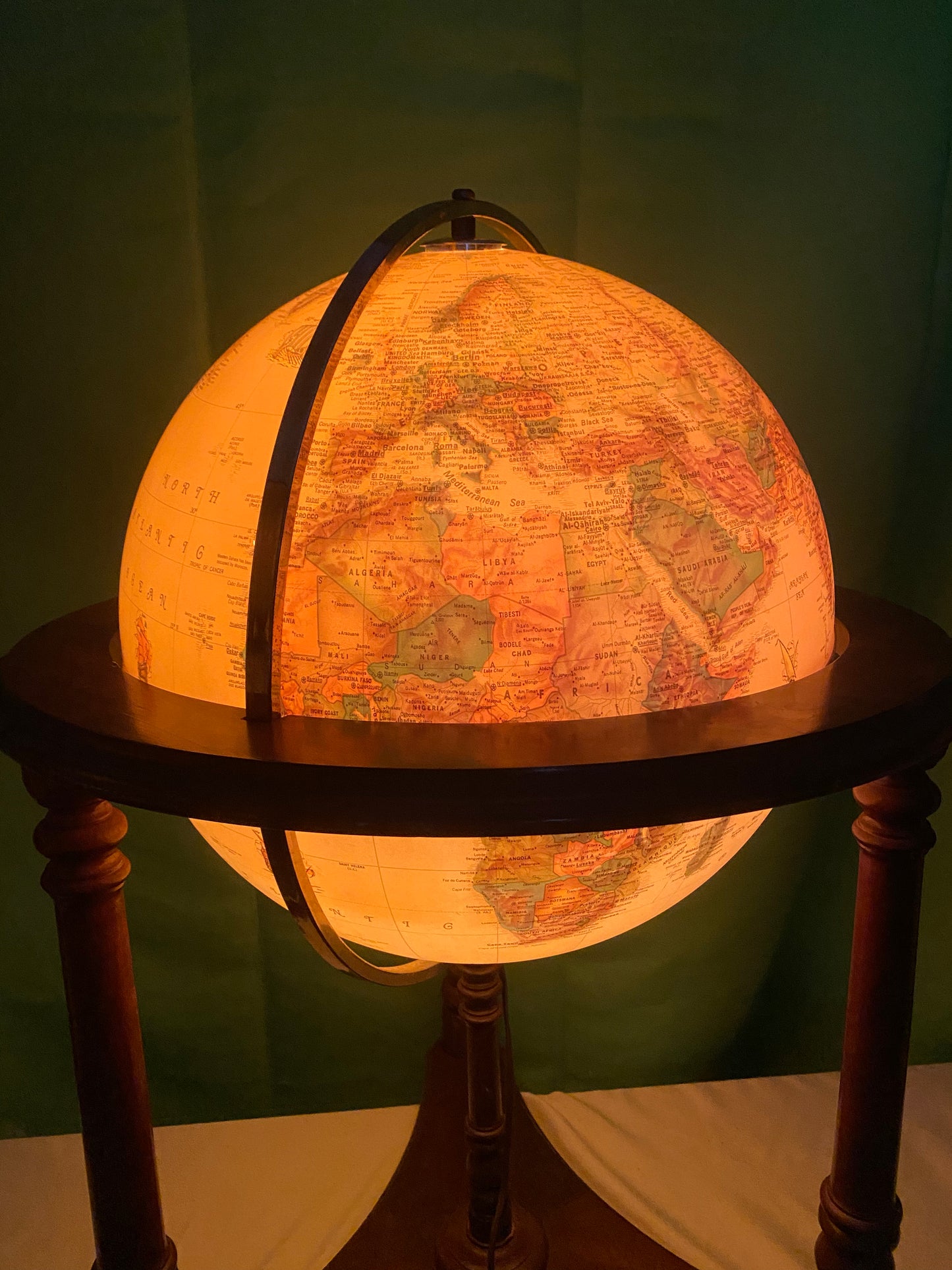 Vintage Illuminated World Globe