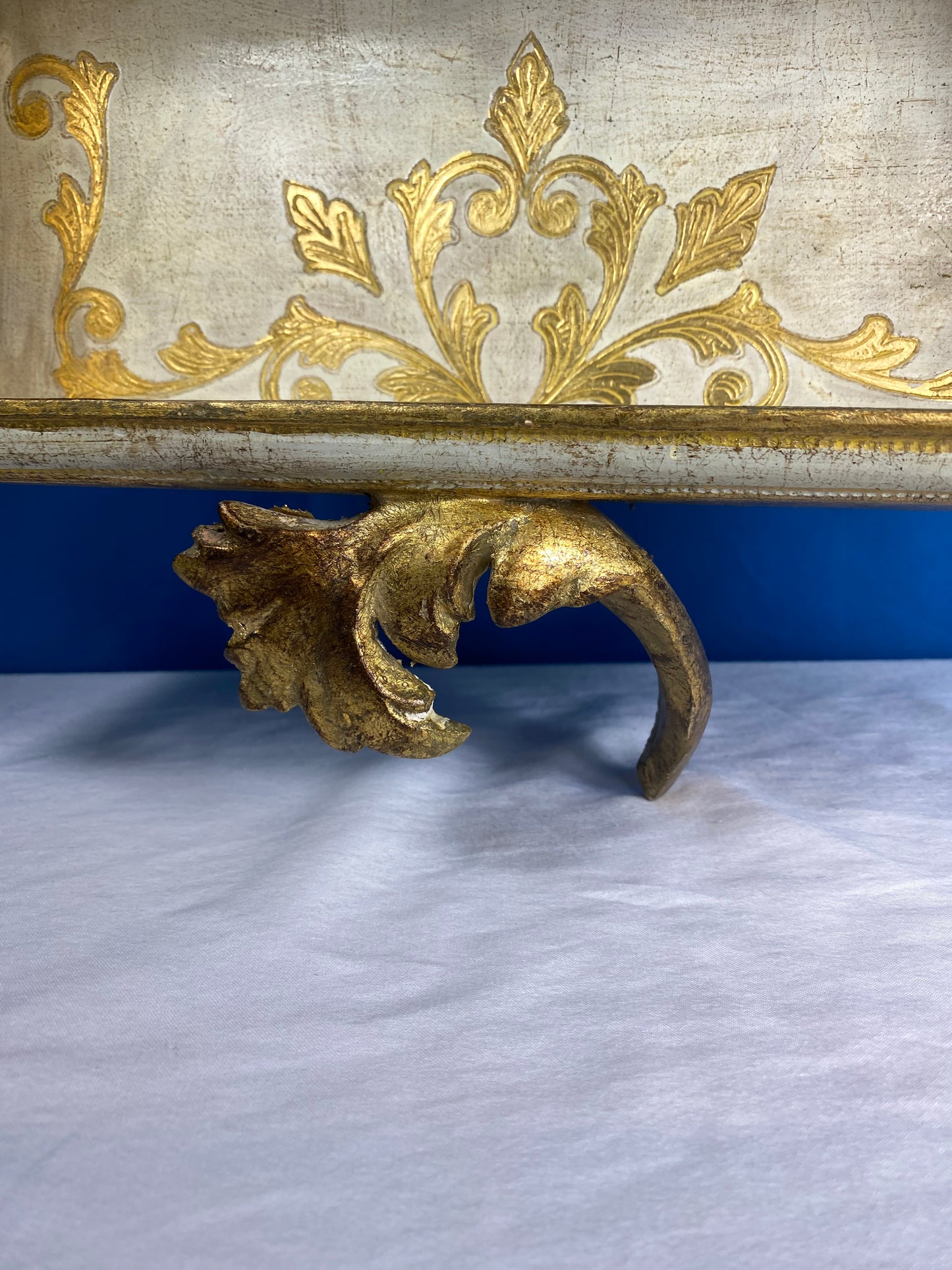 Vintage Gold Gilded Florentine Wood Wall Shelf / Curio Cabinet from Italy