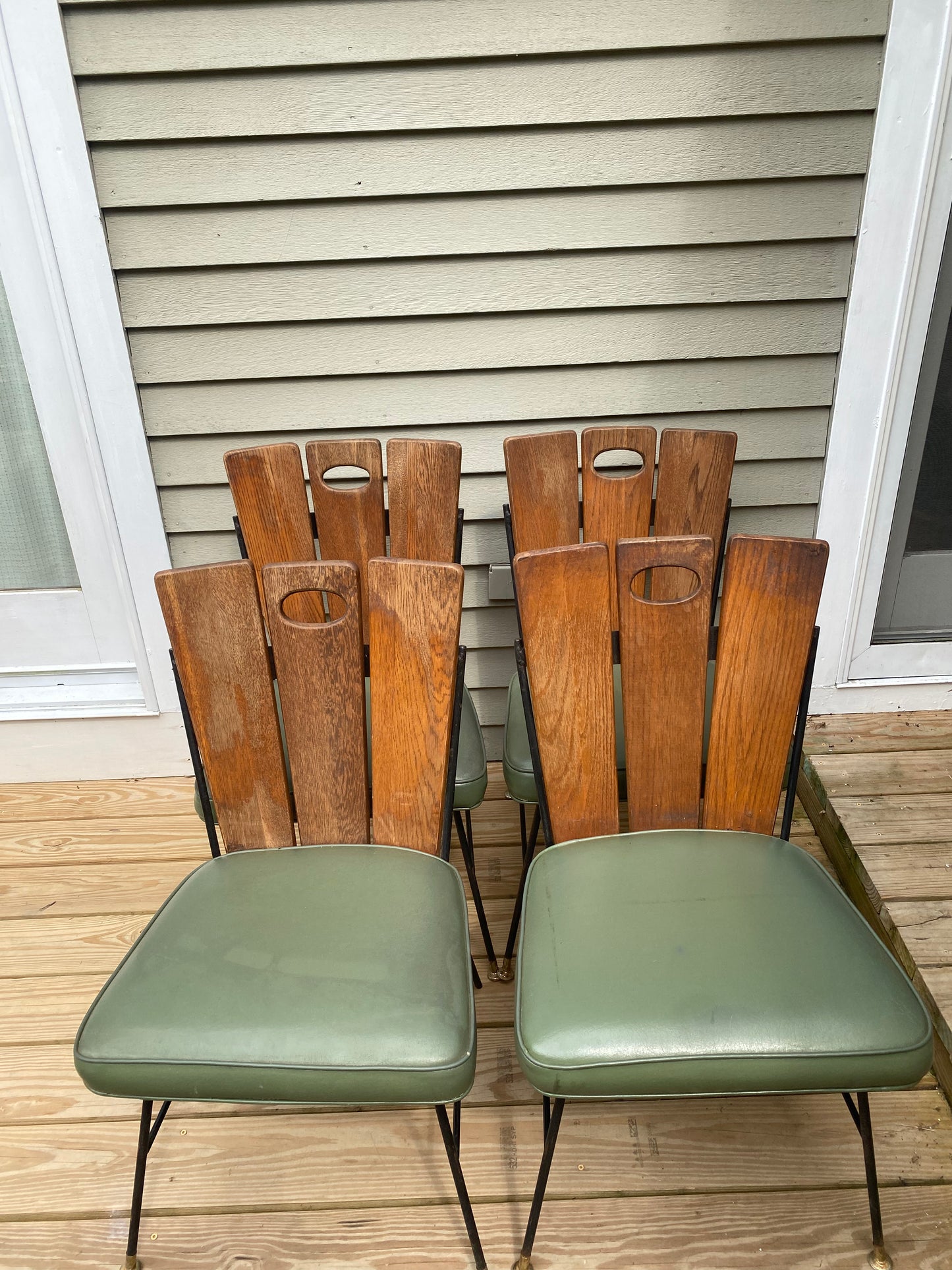 Set of 4 Vintage Paul McCobb Style Wood Slat Dining Chairs