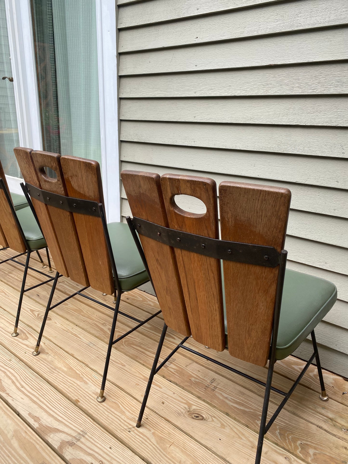 Set of 4 Vintage Paul McCobb Style Wood Slat Dining Chairs