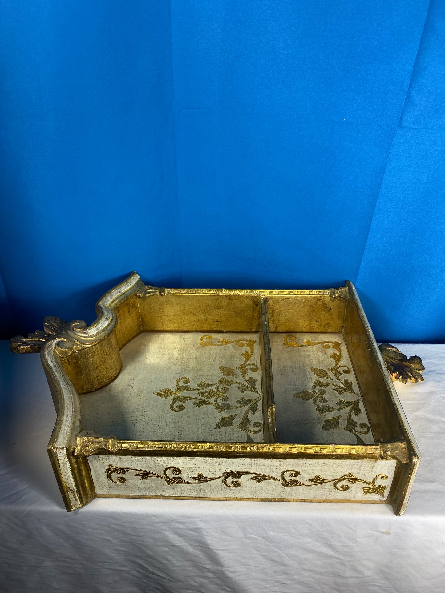 Vintage Gold Gilded Florentine Wood Wall Shelf / Curio Cabinet from Italy