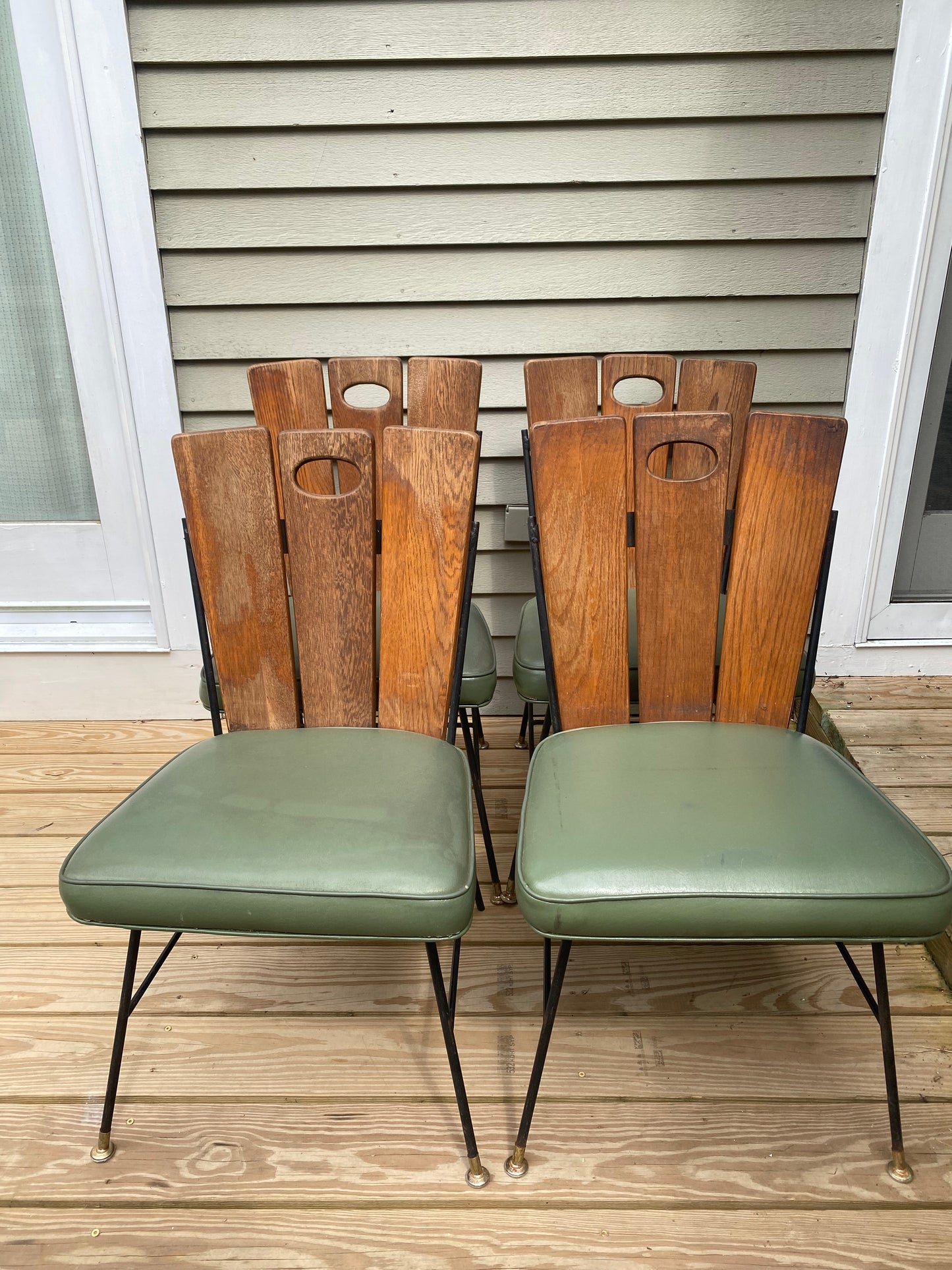 Set of 4 Vintage Paul McCobb Style Wood Slat Dining Chairs