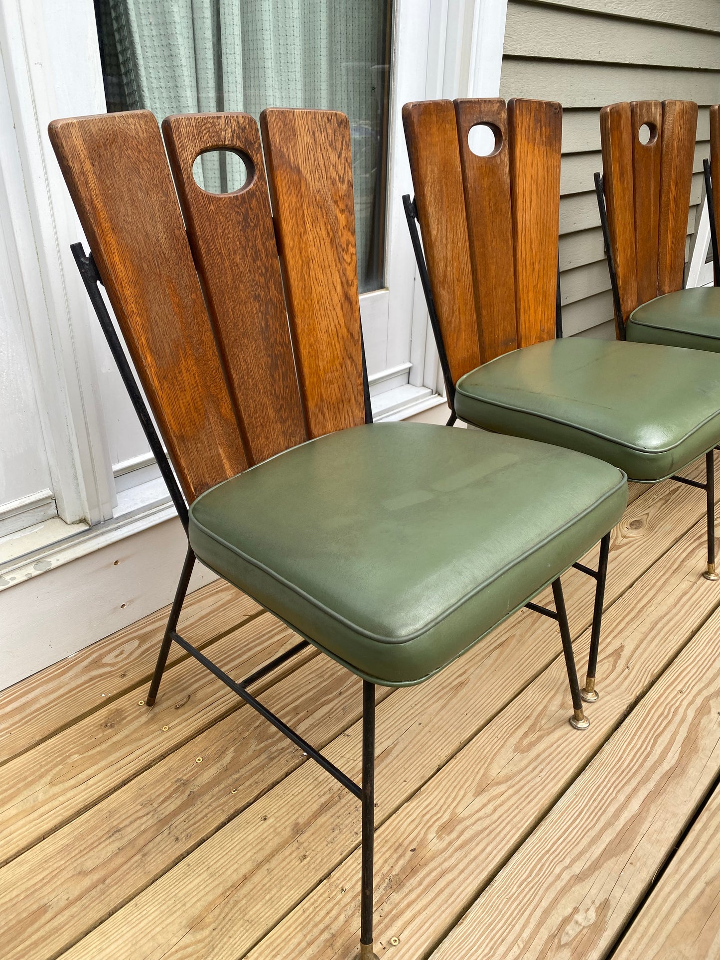 Set of 4 Vintage Paul McCobb Style Wood Slat Dining Chairs