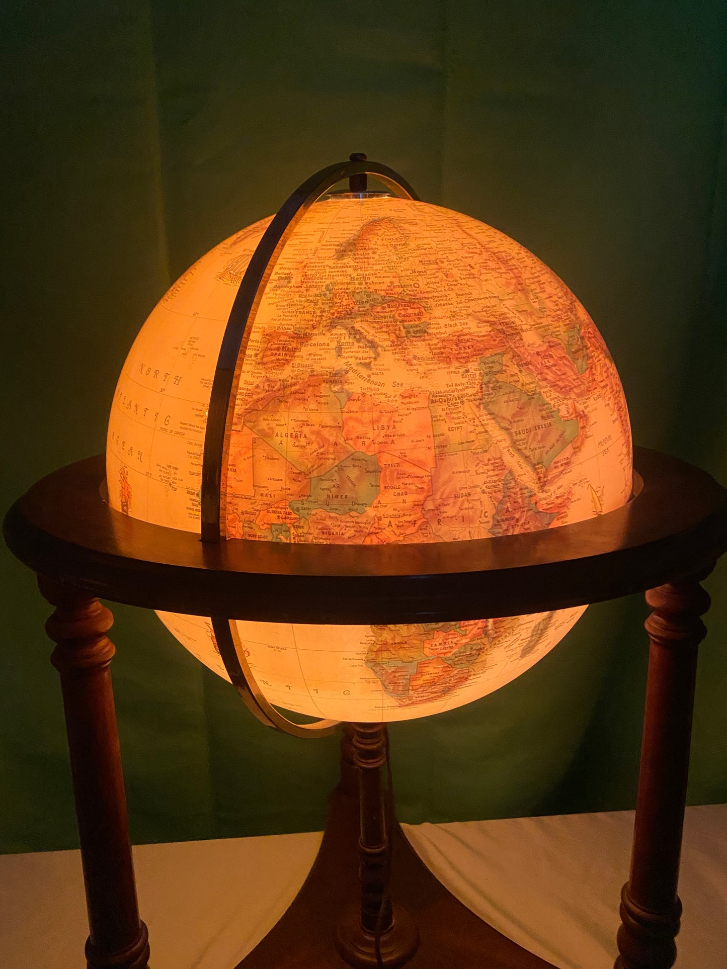 Vintage Illuminated World Globe