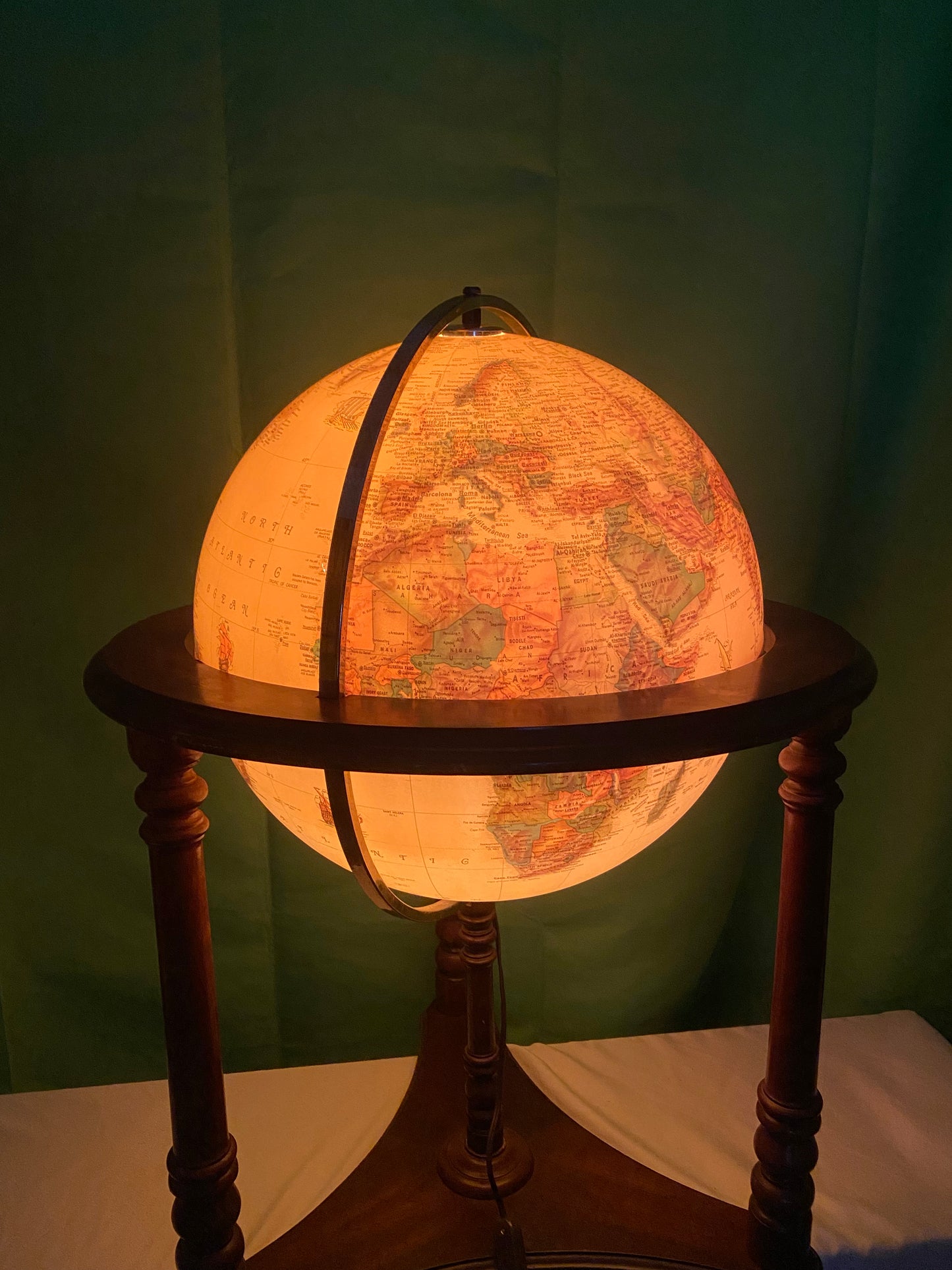 Vintage Illuminated World Globe