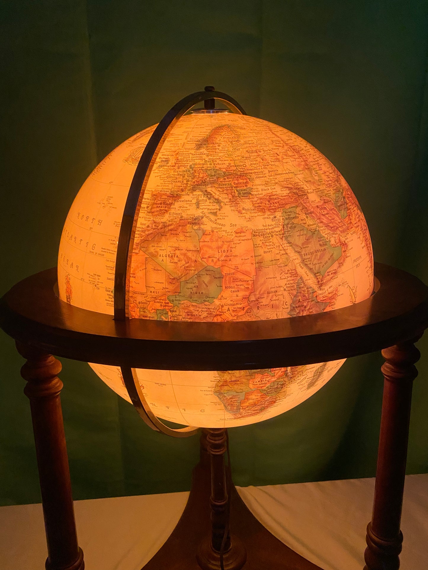 Vintage Illuminated World Globe