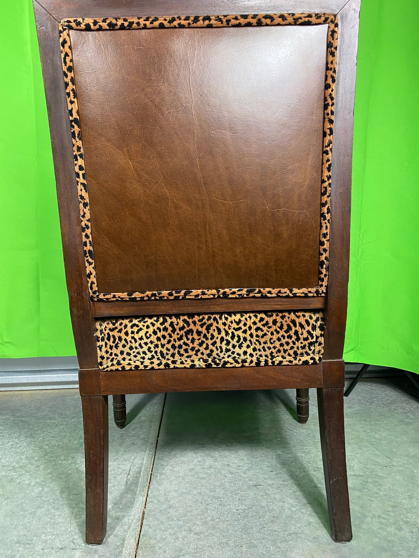 Regency Style Armchair with Leopard and Leather upholstery with Bronze Mounts